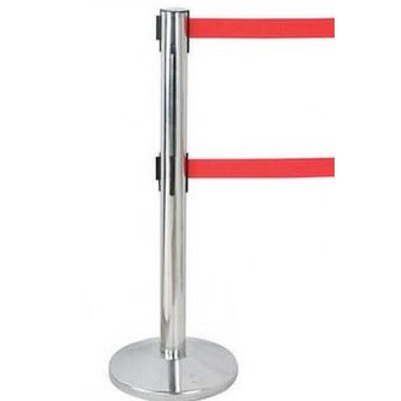 Retractable Stanchion with Double Warning Belt