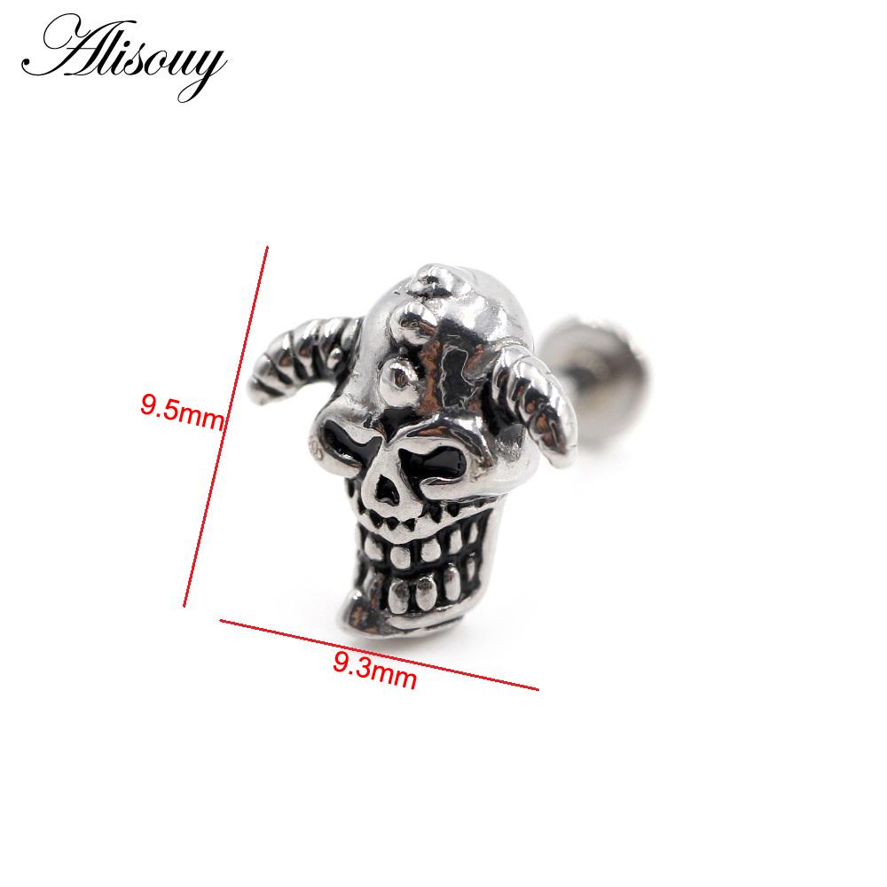 Alisouy 1 Stück Edelstahl Stern Mond Kreuz Schlange Totenkopf Tragus Helix Bar Labret Lippenring Knorpel Ohr Ohrring Piercing Schmuck