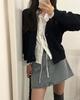 Korean Chic Cotton Jacquard Ribbon Shirt & Cable Knit Vest Set for Women