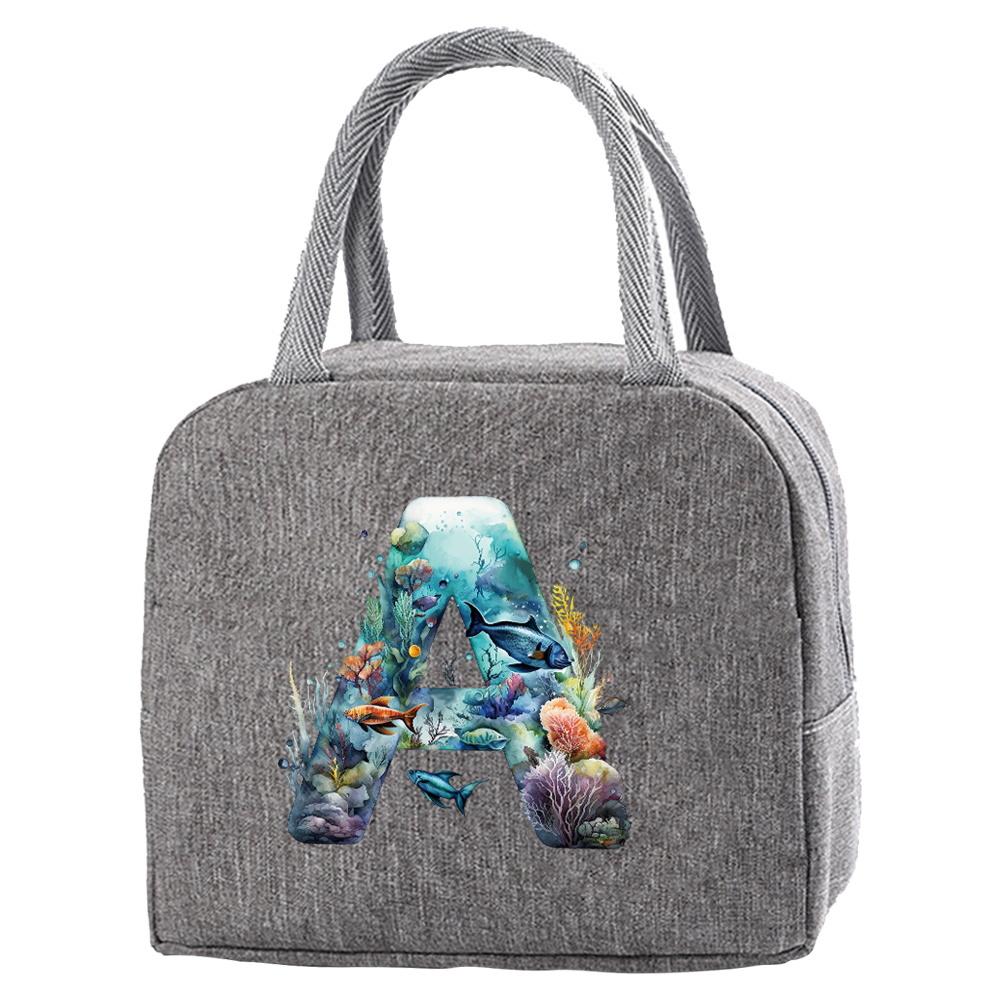 

Waterproof Oxford Zipper Insulation Lunch Bag Portable Food Insulation for Adults Traveling Fish Letter Printing Box Picnic