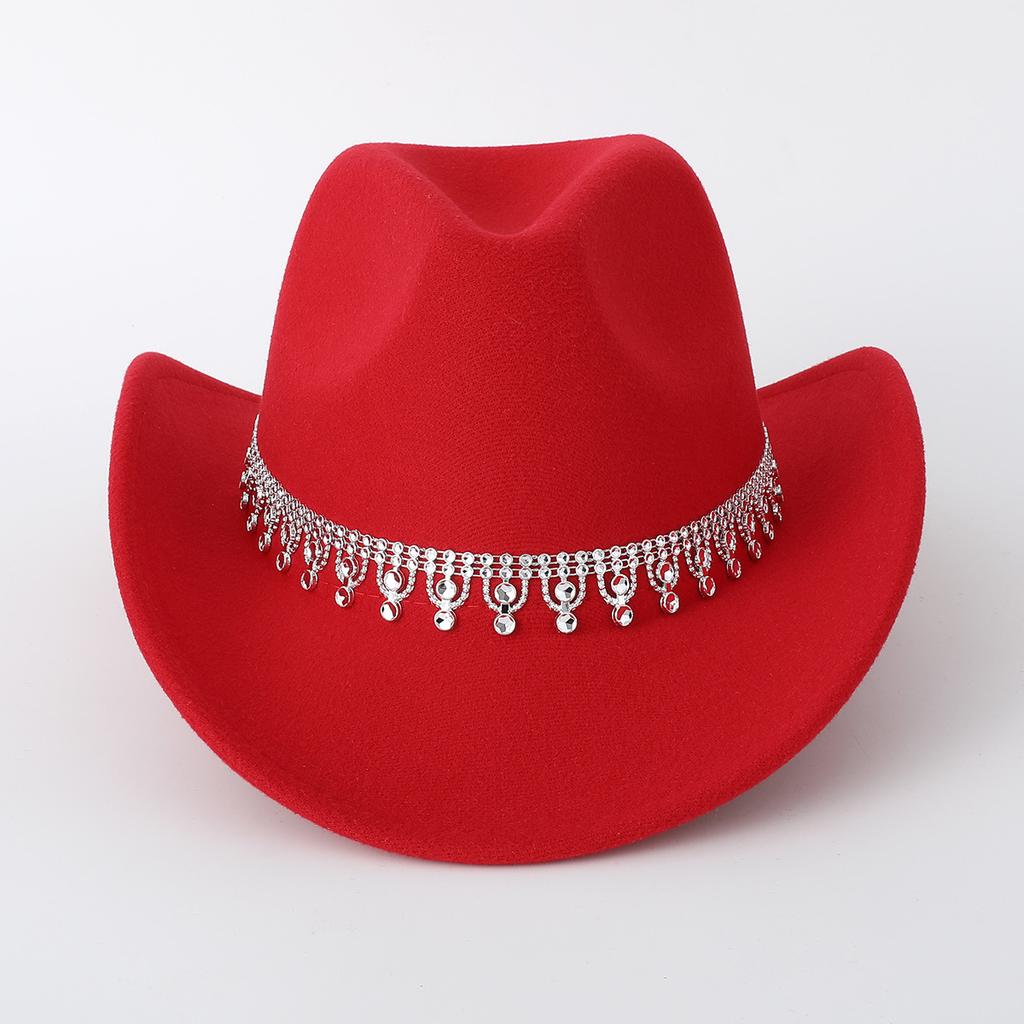 Hat Wool Jazz Top Hat Western Cowboy Flash Diamond Bridal Hat European and American Festival Top Hat