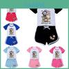 Set Estivo con Shorts e T-shirt Labubu per Bambini in Tessuto di Cotone per Gioco Attivo
