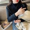 Casual Long Sleeve Soft Warm Sweater Women Fashion Stand Collar Base Pullover Women Autumn And Winter Thickened Knitwears Tops 29602