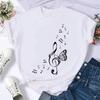 Maycaur Fashion Musical Note Printed Wounisex T Shirt Harajuku Short Sleeve Funny T-Shirt Cute Cartoon Top Tees Female Clothes