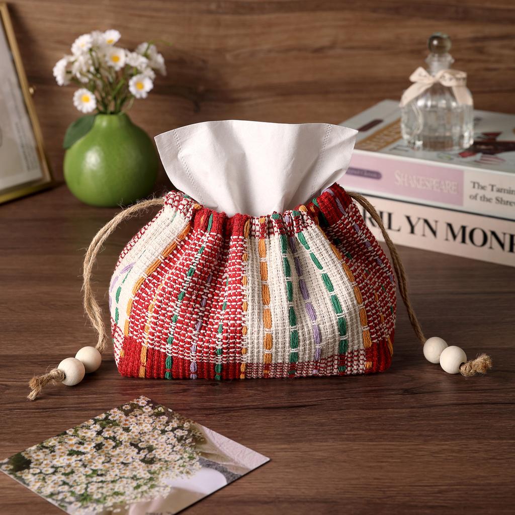 New Linen Lace Tissue Box, Napkin Paper Box, Tissue Cover, Hanging Decoration, Adhesive Buckle Tissue Desktop Decoration