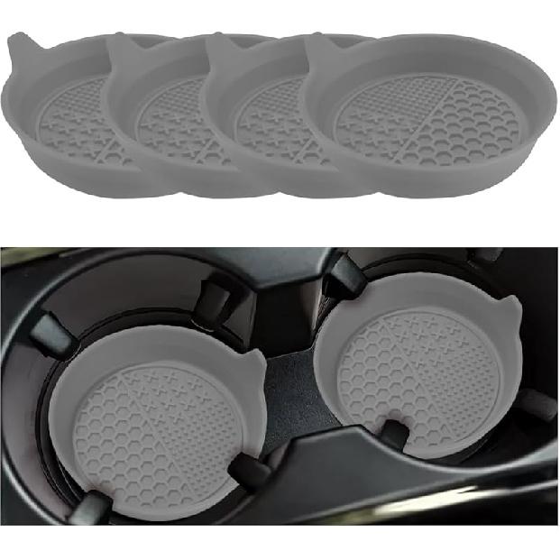 Mandark 4PCS Car Cup Holder Coaster, Silicone Anti-Slip Vehicle Ert Water Bottle Mat, Automotive Interior Ulation Drink Cup Pad Decor Accessories,