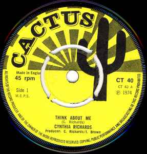 7inch Record CYNTHIA RICHARDS Think About Me Take A Giant Step CT40 Cactus 1974 UK Reggae Ska Dub Used