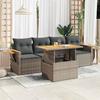 VidaXL Garden Furniture Set 5 Pcs with Grey Cushions Braided Resin Acacia 3327546