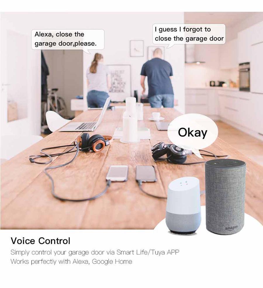 Tuya Smart WiFi Voice-Controlled Garage Door Controller with Flip-Up Docking Speaker (English Version)