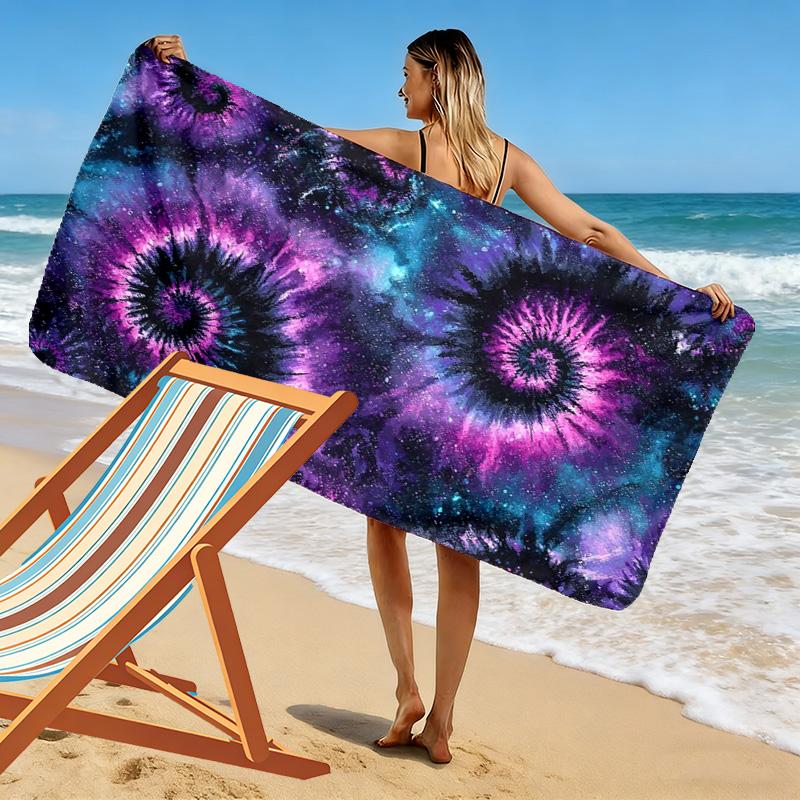 Tie-Dye Print Beach Towel, Large Soft Quick Dry Towel for Beach Camping Swimming