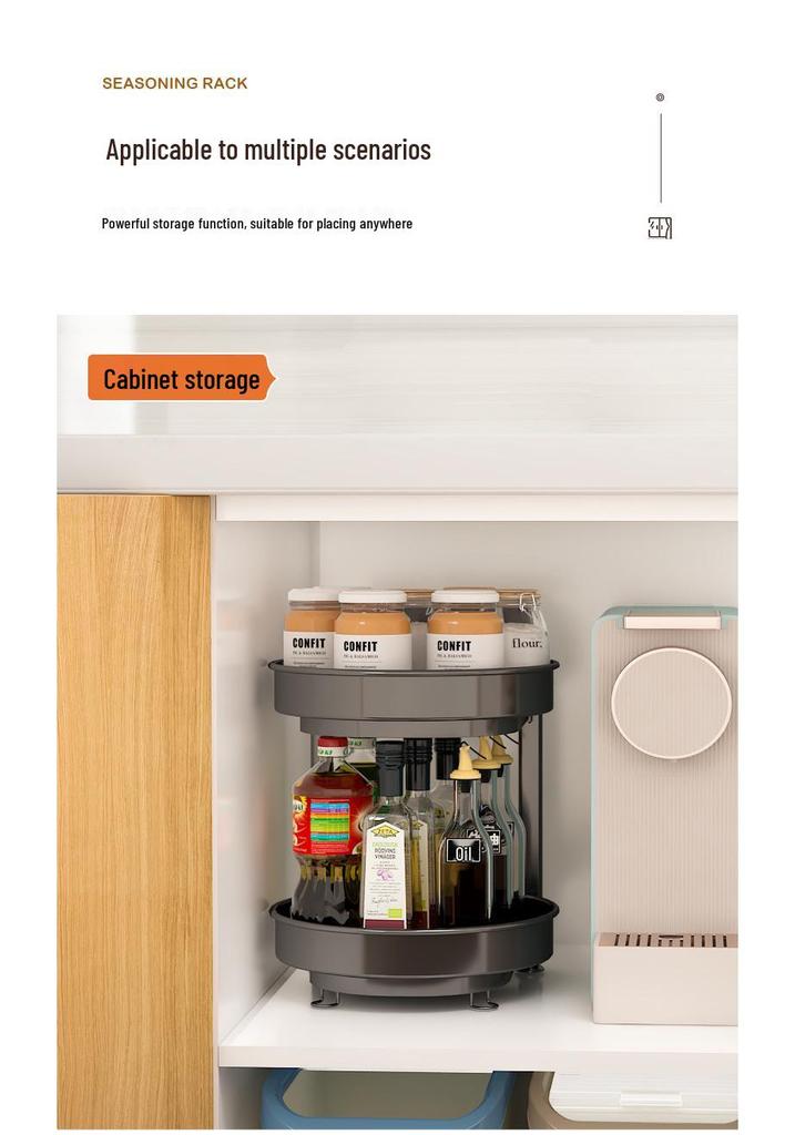 Rotating Kitchen Spice Rack - All-in-One Countertop Storage for Oil, Salt, Soy Sauce, & Vinegar