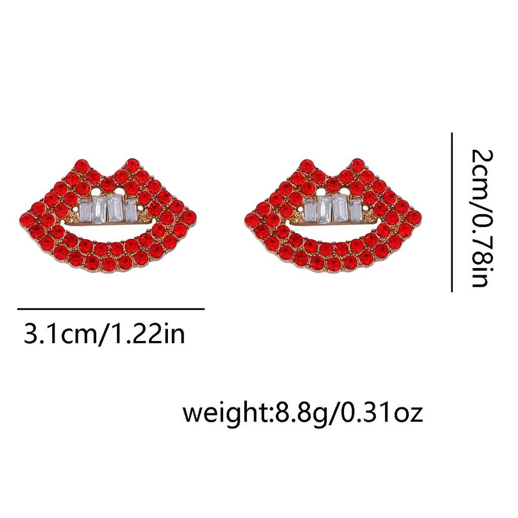 Creative, Individualistic, Trendy, Niche Design Sense, Diamond-encrusted Features, Lips, Ear Studs, Exaggerated and Versatile Women's Accessories