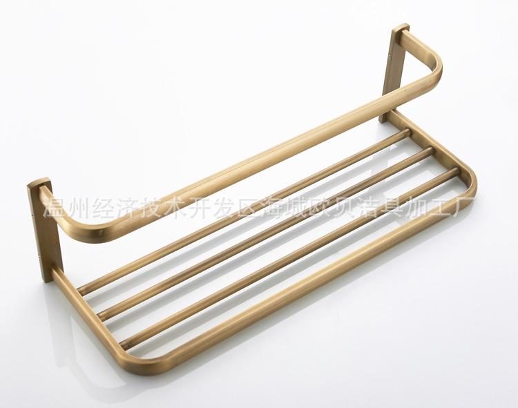 European Retro Copper Bathroom Shelf and Towel Rack in Antique Style