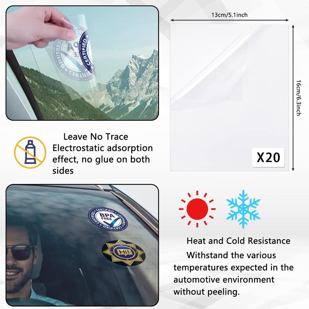 20 Pcs Car Windshield Sticker Applicator Static Cling Window Film For Christmas Easy Clear Vinyl Car Window Windshield Protection Film Sticker Auto