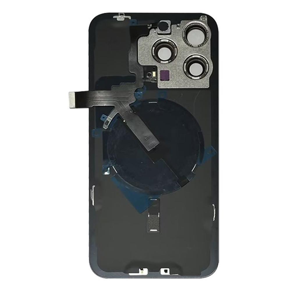 Für iPhone 15 Pro Max Akkufachabdeckung+Kameraobjektivabdeckung+Halterung+Kabel für kabellosen Ladeanschluss
