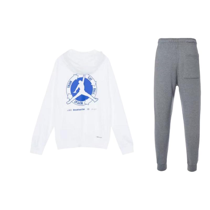 

Jordan Logo Print Pattern Hoodie Embroidered Drawstring Long Pants Casual Sports Suit Unisex suit DQ7341-091+DV1291-100 M