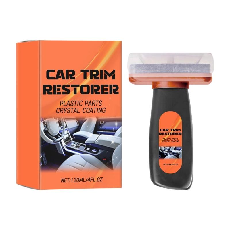 Interior Plastic Restorer for Cars, 120 mL Trim Care Bottle for Dashboard Cleanup, Door Panels, Center Console Cleanup, and Routine Detailing