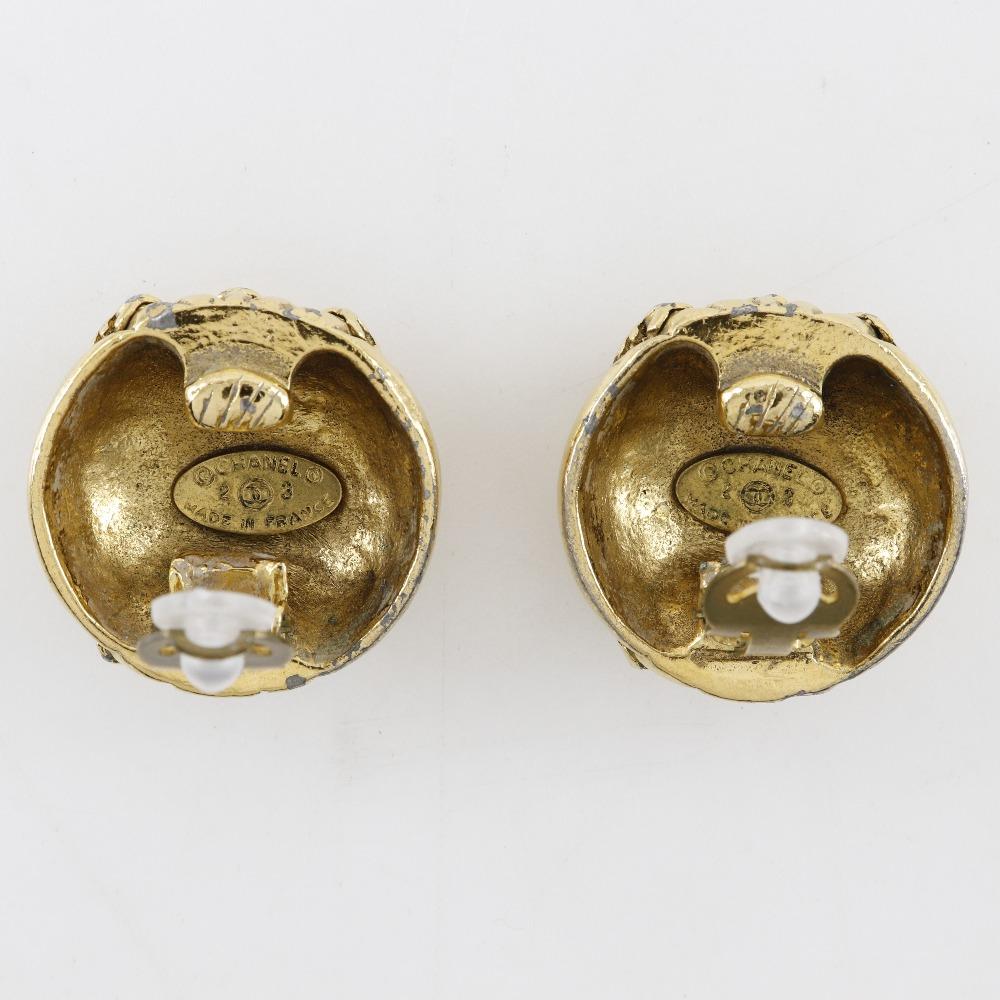 CHANEL COCO Mark Earring vintage Plated Gold 37g Women Used