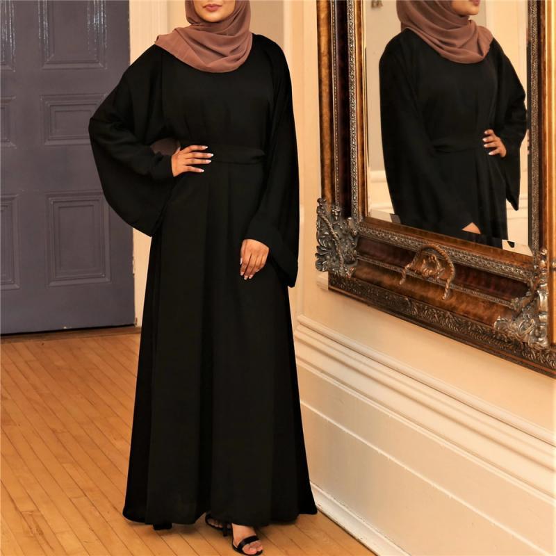 Abaya Women Muslim Long Dress Kaftan Solid Loose Plus Size Middle East Gown Jubah Baju Muslim Baju Raya [excluding Headband]