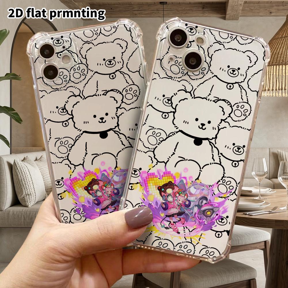 Phone case: 2D flat suitable for iPhone 18 17 16 15 14 13 Pro, transparent four corner protective case, beast ear boy, Christmas and Halloween gift