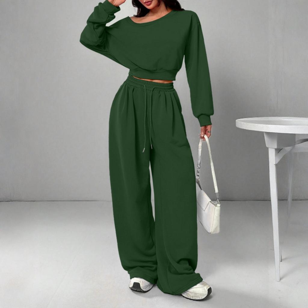 Modisches Damen Off-Shoulder Tailliertes Lässiges Sweatshirt-Set