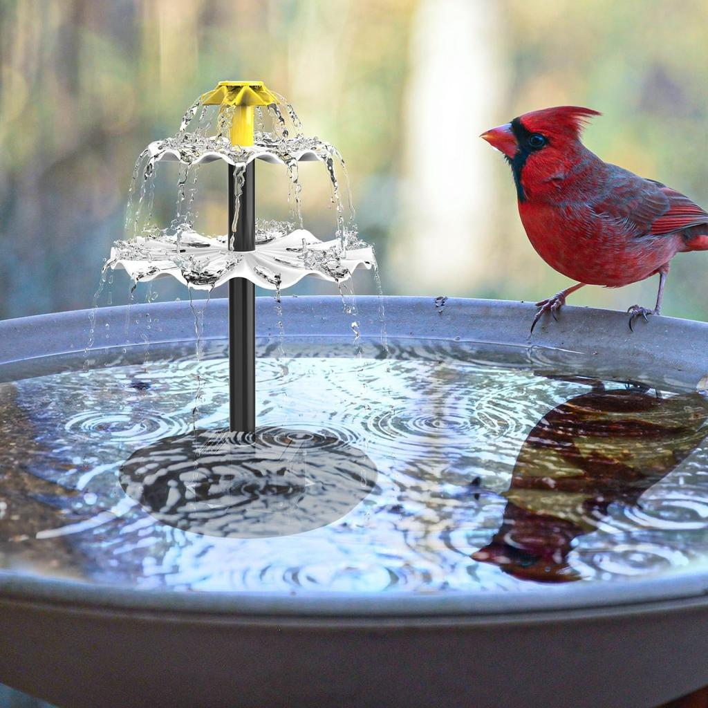3-Tier Solar Bird Bath Fountain Water Pump Solar Powered Waterfall Feature for Birdbath Garden Backyard Pond Pool Outdoor Decoration 2.5W