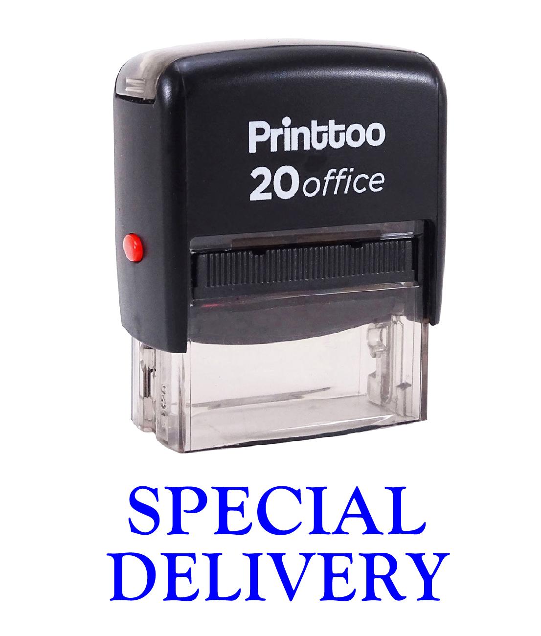 

Printtoo Rubber Stamp Office Stationary SPECIAL DELIVERY Self Inking Custom 14 mm x 38 mm (Approx) синій