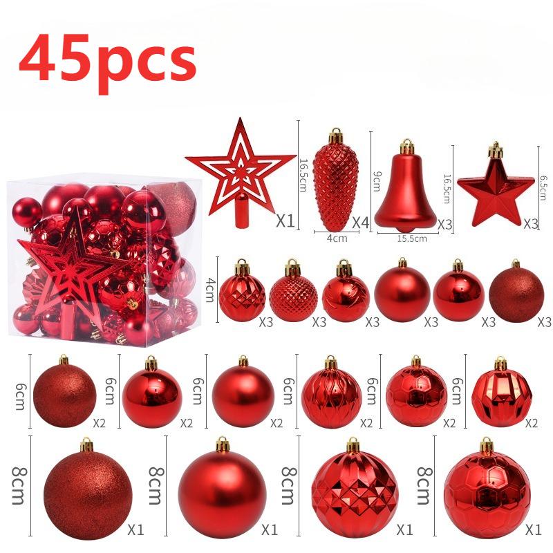 45Pcs Christmas Ball Set Luxury Xmas Tree Ornaments Treetop Stars Xmas Ball Decor  Christmas New Year Wedding Supplies