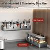 Grey Wall-Mounted Kitchen Spice Rack Kitchen Storage Rack Household Multifunctional Carbon Steel Storage Box Kitchen Accessories