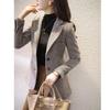 Double Breasted Women Blazer Warm Woolen Fabric Casual Mid Length Coat Slim Commuting Office Lady Spring Autumn