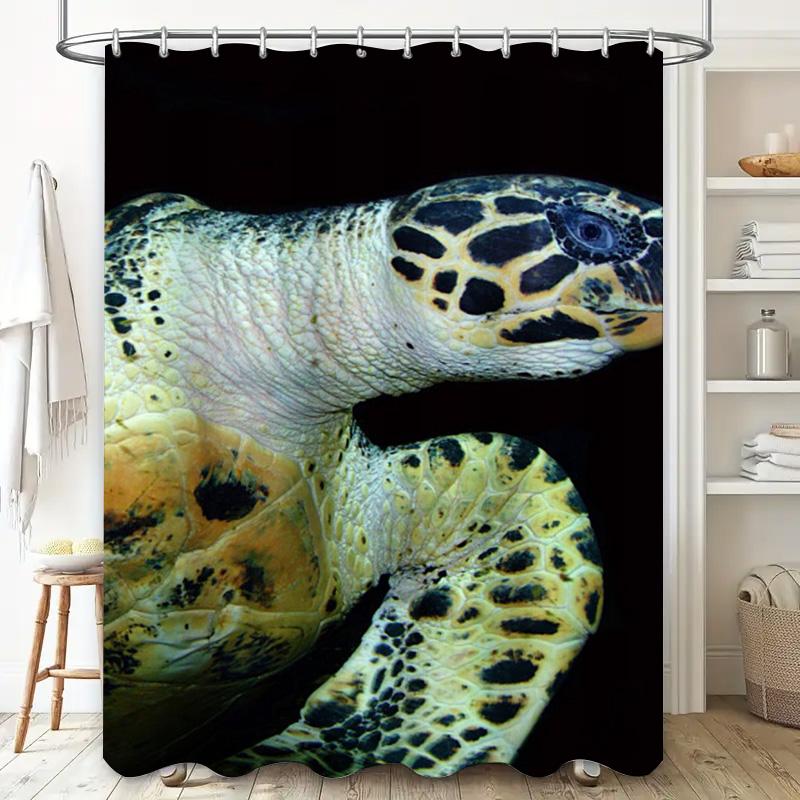 Beautiful Turtle Print Shower Curtain Waterproof Fabric Easy Installation for Bathroom Decorations