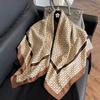 New 91 square scarf silk scarf female alphabet printing four seasons fashion landscape painting retro printing square scarf versatile