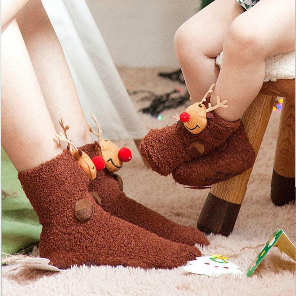 

Милые удобные носки Harajuku Breathable Soft Coral Velvet для Рождества Medium Tube Socks Womens