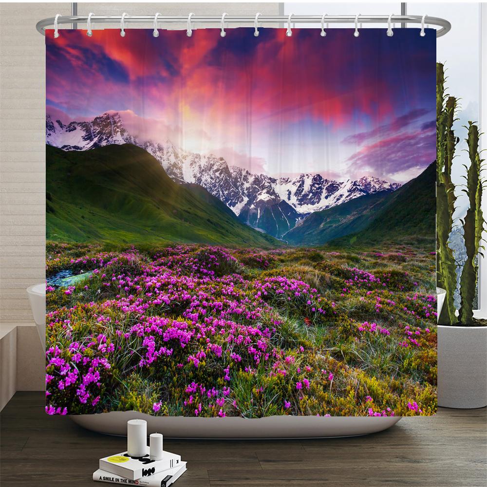 Natuur Bos Douchegordijn Waterdicht Badkamer Scherm Bomen Landschap Gordijnen Polyester Stof Huisdecoratie Badkamer Gordijnen