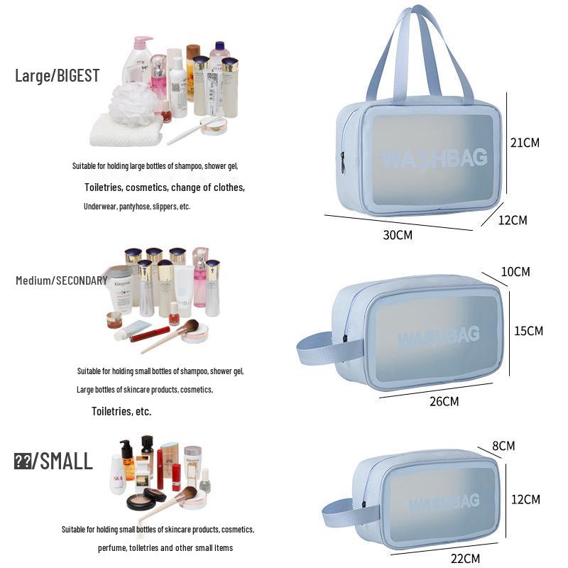 Waterproof PU Toiletry Bag - Portable, Large Capacity, Visible Storage for Cosmetics