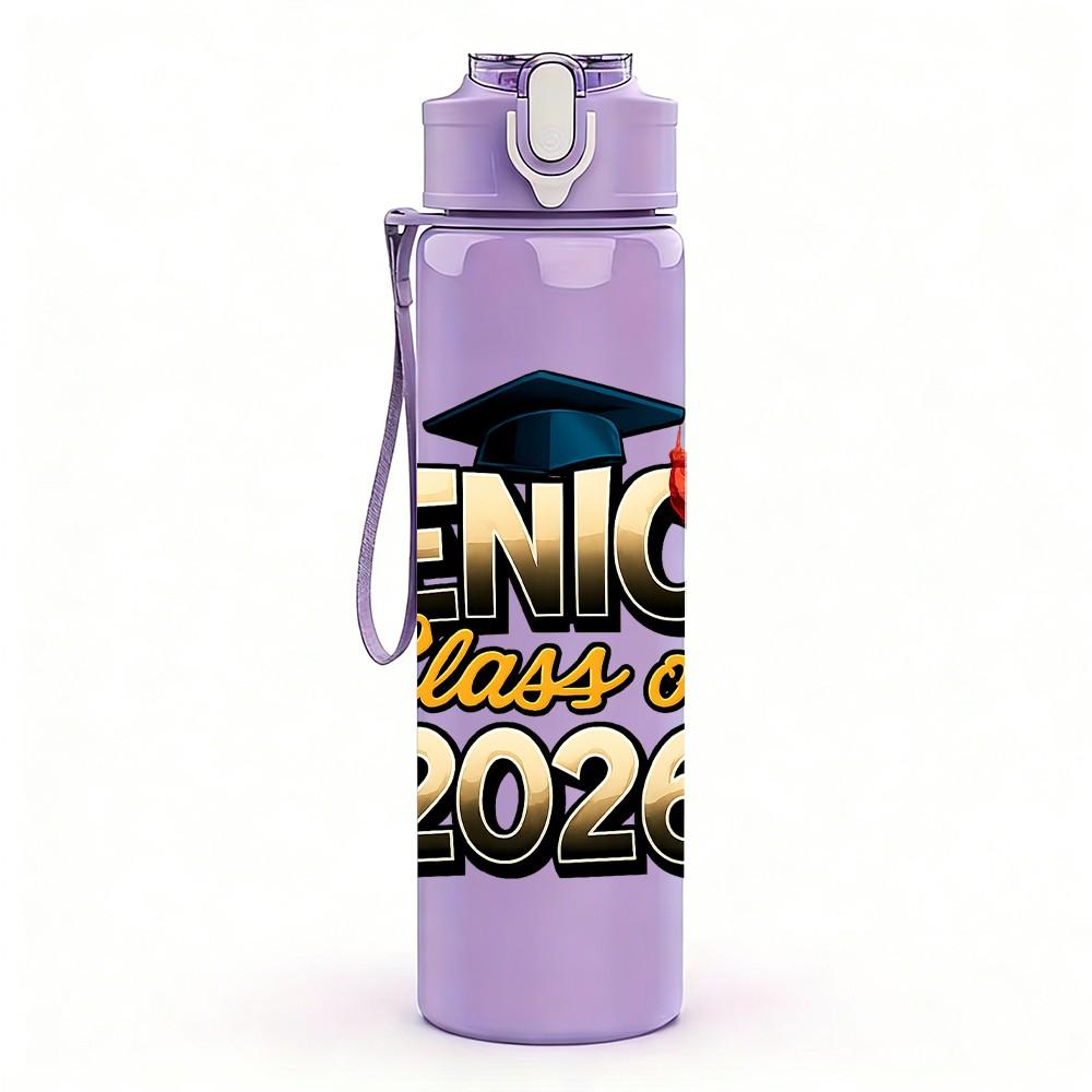 1PC Senior Class Of 2026 Grad 750ml Color Plastic Sports Water Bottle Leakproof Flip Straw Lid Suitable for Sports Office Home Use