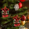 1-10PCS Christmas Bell Pendants with Red Gold White Pine Cones and Bow for Tree Decorations and Holiday Craft Supplies