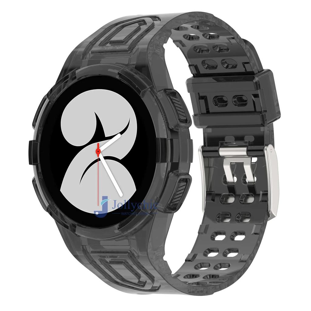 Case+Strap for Samsung Galaxy Watch 6 4 40mm 44mm Transparent Silicone Band Sport Bracelet Galaxy Watch 4 Classic 46 Accessories