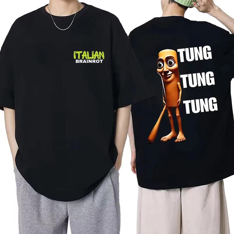 

Итальянский маразм Смешной Тралалеро Тралала Тунг Тунг Сахур Бомбардиро Хлопковая футболка с принтом Летний мужской свободный удобный топ 3XL