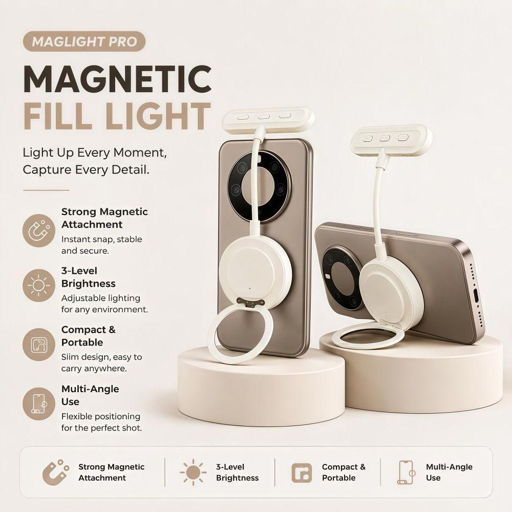 Luce Riempimento Magnetica per Telefono Multi-Angolo Ricaricabile Flessibile Anello Luminoso per Selfie Fotografia
