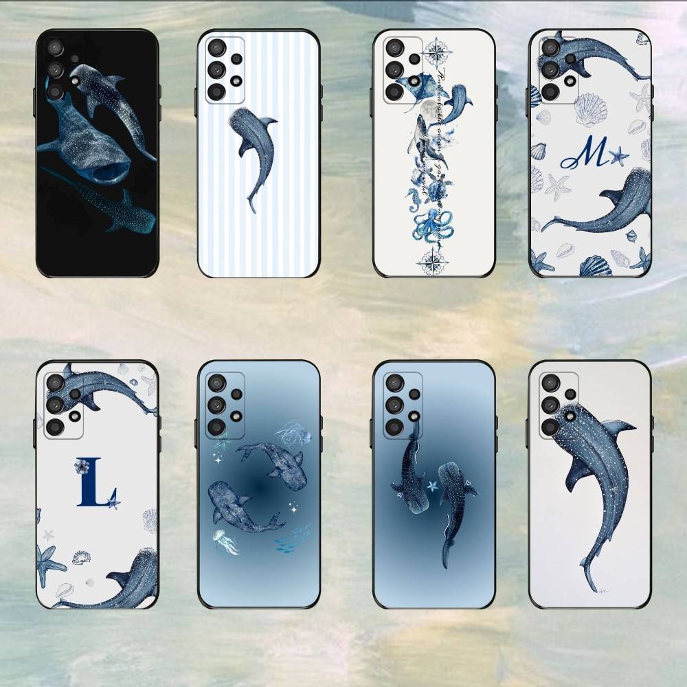 Ocean Shark Whale Design Phone Case For Samsung S25,S24,S21,S22,S23,S30,Ultra,S20,Plus,Fe,Lite,5G Black Cover