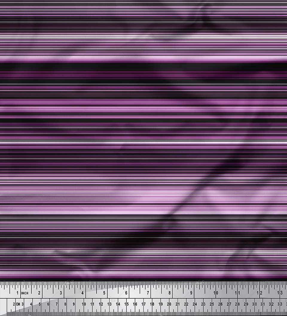 

Тканина Soimoi Японія Креп-сатин Тканина з горизонтальною смугою Принти на метр 42 дюйма 42 Inch Wide - Poly Crepe фіолетовий