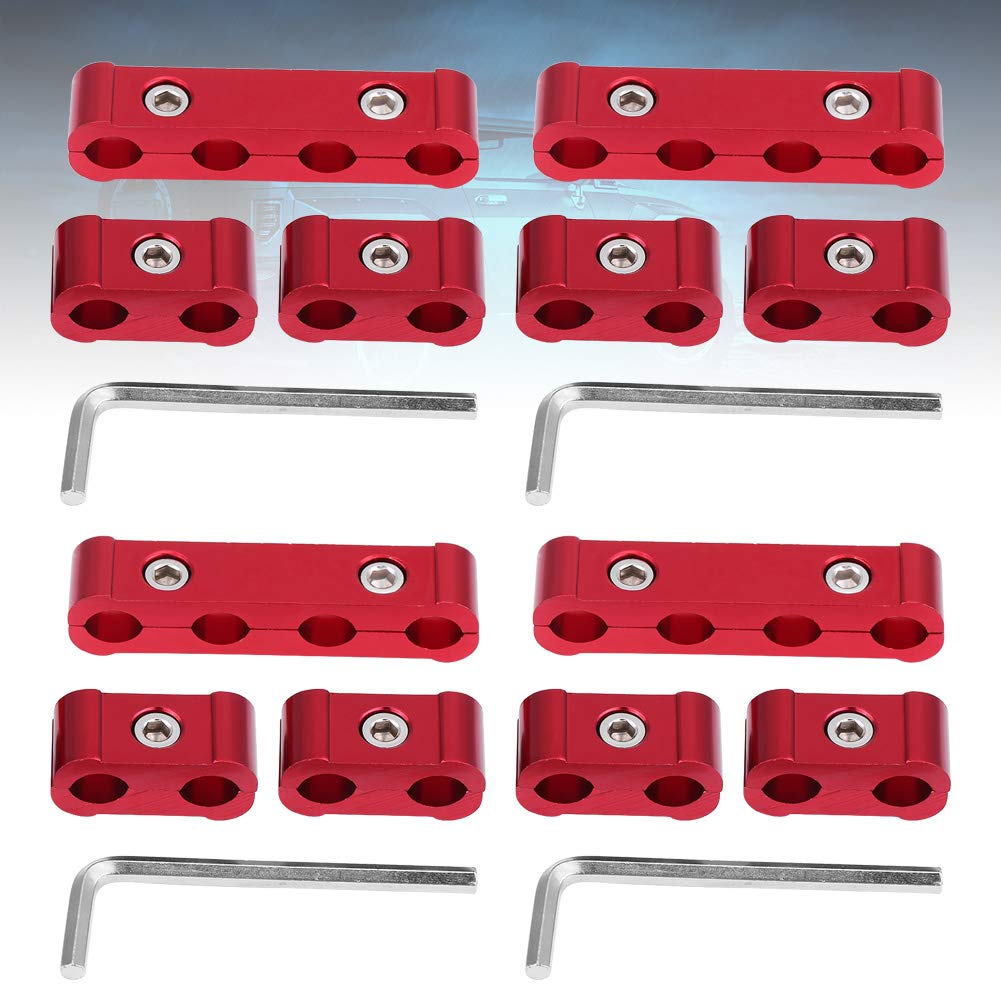 Schlauchabscheider AN8 AN9 AN10 Aluminium Schlauchabscheider Klemme Motor Zündkerzenkabelabscheider Kabelbefestigung Befestigungsmaterial Aufbewahrung (rot)