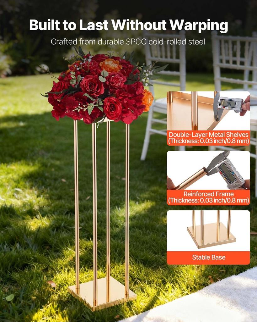 Wedding Flower Stand, 10PCS 80cm Column Flower Stand, Floral Stands with Metal Laminate, Cylindrical Cubic Floral Display Rack for Wedding, Party,