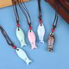 Chinese Stijl Keramische Visfluit Kettingen Hanger Gladde Handgemaakte Fluit Delicieuze Bedel Ketting Unisex Trui Ketting