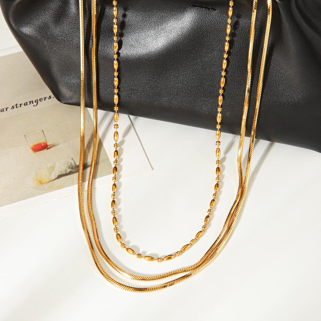 Euro-American Style Stainless Steel Necklace, Light Luxury High-end Layered Jewelry, Fashionable Versatile Clavicle Chain