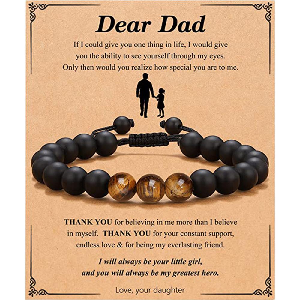 Fathers Day Dad Gifts from Daughter Son Bracelets Birthday Gifts for Men Dad Mens Bracelet Natural Stone for Him Husband