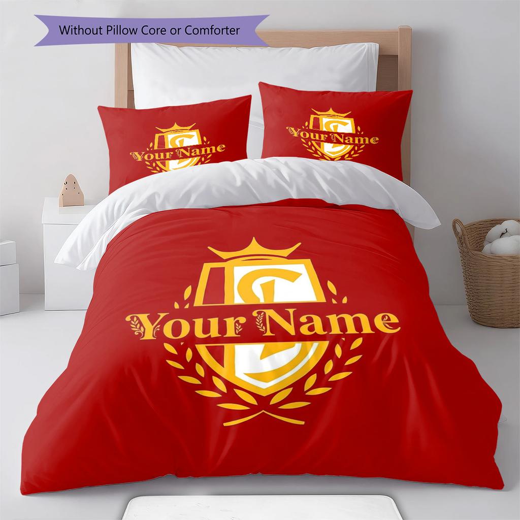 Crest Legacy Custom Name Pattern Bedding Quilt Set Quilt Cover Pillowcase Home Birthday Gift(1 * duvet cover + 2 * pillowcase, without core)