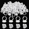 Lot de 200 Anneaux en Caoutchouc Jetables Tasse pour Tatouage d'Ongles et Vernis à Ongles Porte-Anneau en Plastique Forme Cœur Palette, Blanc