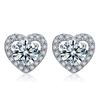 Simulated Diamond Heart Earrings for Women In S925 Sterling Silver with Zirconia Six-Prong Setting